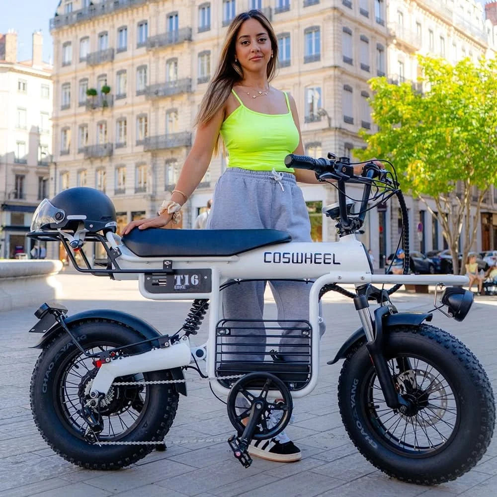 Coswheel T16 E-Bike für Erwachsene und Jugendliche, 1000W Motor, 45 km/h, über 110 km Reichweite, 48V 20Ah Akku, 7-Gang-Schaltung, Dual-Federung