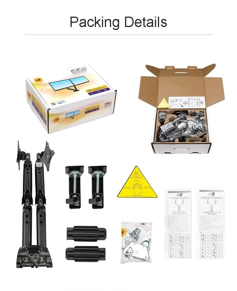 Weiße Dual-Monitorhalterung 17-30 Zoll, Halterung Belastbarkeit 2-9 kg pro Arm, NB F160