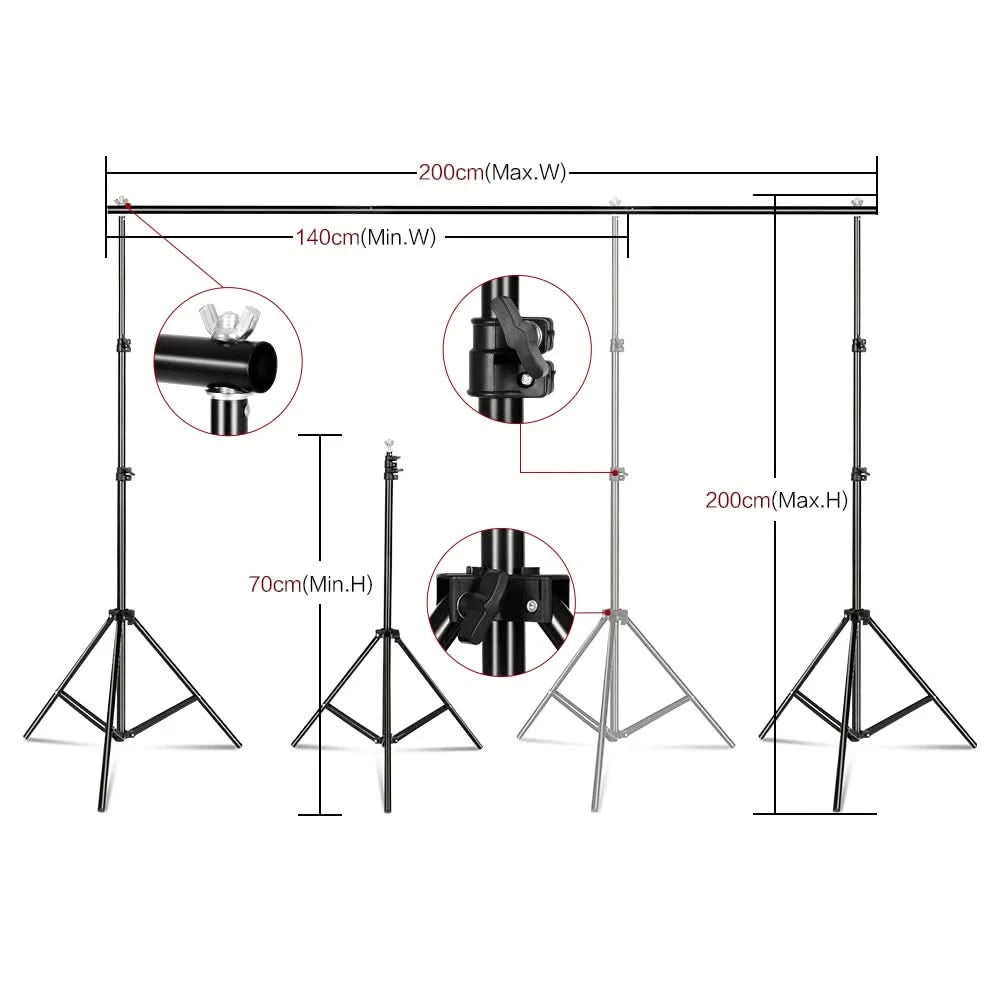 Fotohintergrundrahmen Ständer Softbox Beleuchtungsset Fotostudio-Ausrüstungszubehör mit 3 Hintergrundstoffen und Stativ