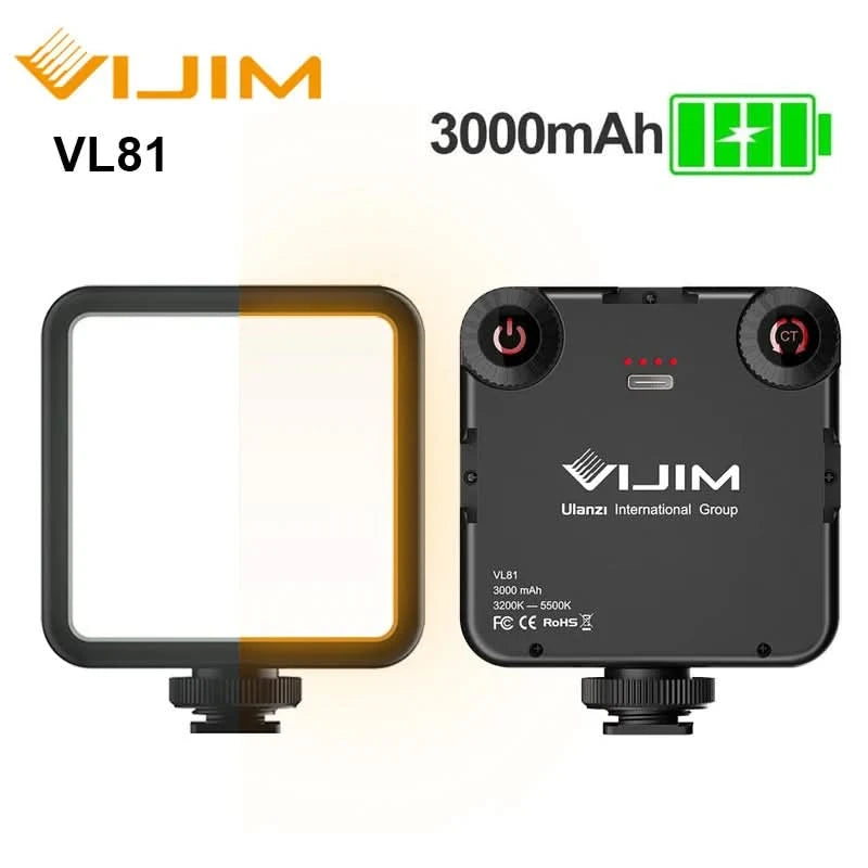 Ulanzi VIJIM VL81 VL200 3200k-5600K Dimmbare Mini-LED-Videoleuchte für Smartphone-SLR-Kameras, wiederaufladbar, Vlog, 3000mAh, Aufhelllicht