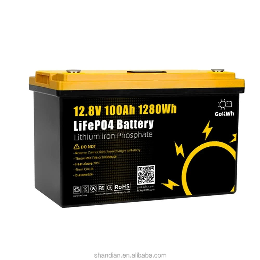 GoKWh Bluetooth 12V 100Ah Batterie Lifepo4 LFP 12.8V 100A 200Ah Lithium-Ionen-Solarbatterie Lithium-Batteriepack für Wohnmobil, Camping, Boot