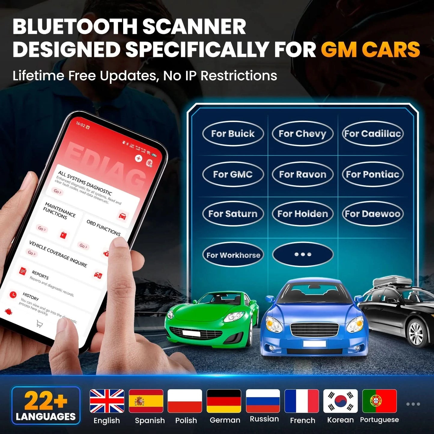 Kingbolen 2026 Soloscan Bi-directional OBD2 Code Reader for GM PK Topscan