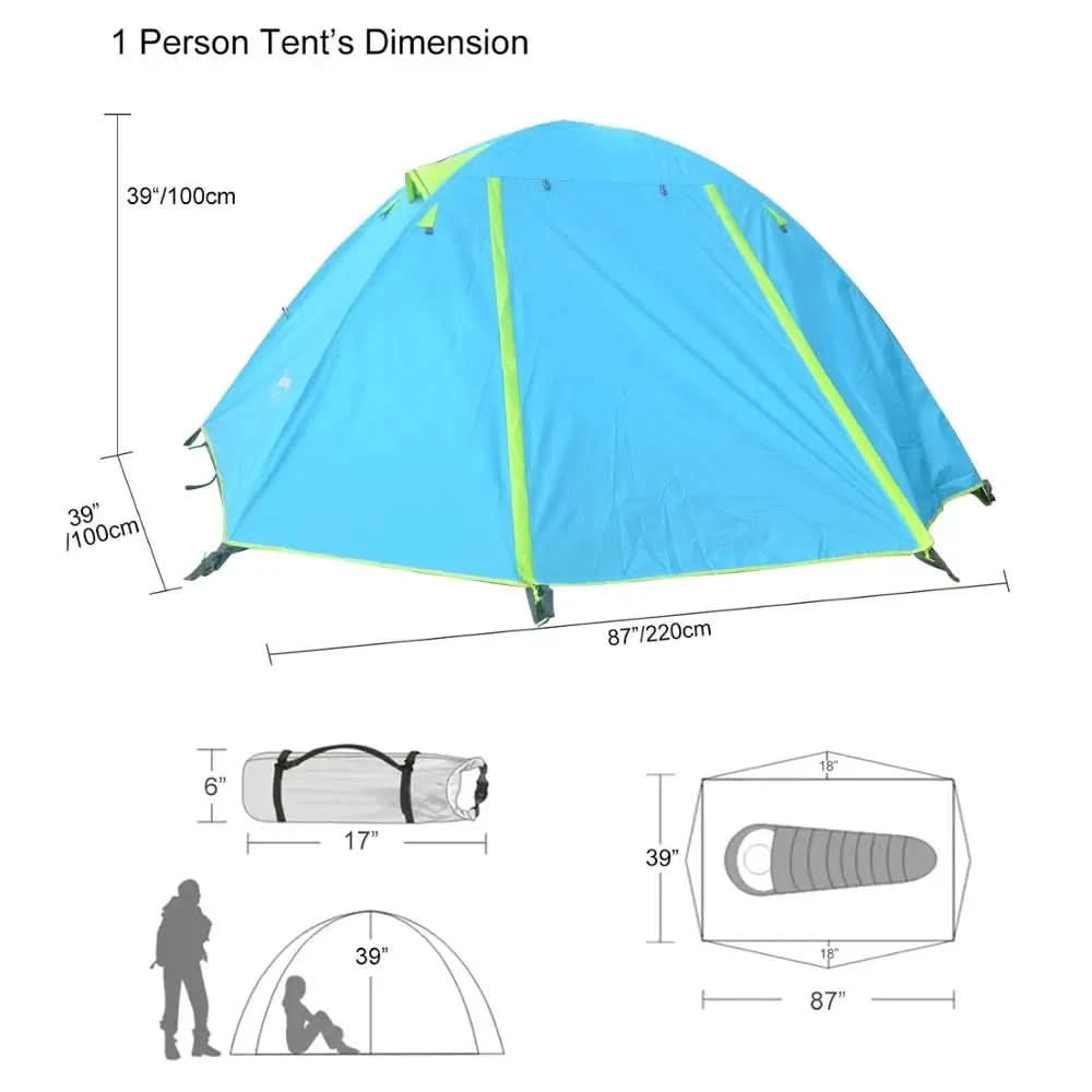Desert&Fox 1-Personen-Wanderzelt Einzel-Campingzelte Wasserdicht Leicht Tragbares Zelt mit Tragetasche für Strand Reisen Picknick