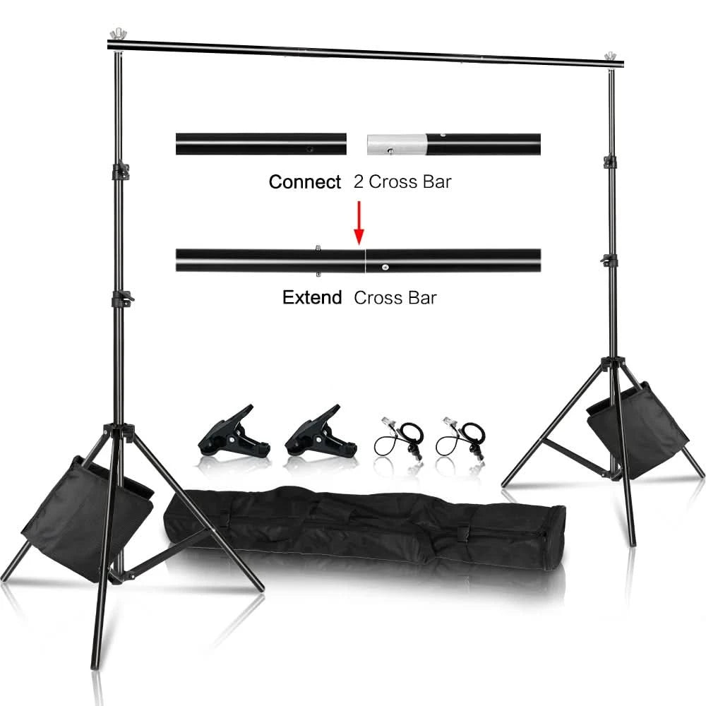 SH Fotohintergrund-Stativ-Hintergrundsystem-Set mit Tragetasche für Musselin-Fotostudio
