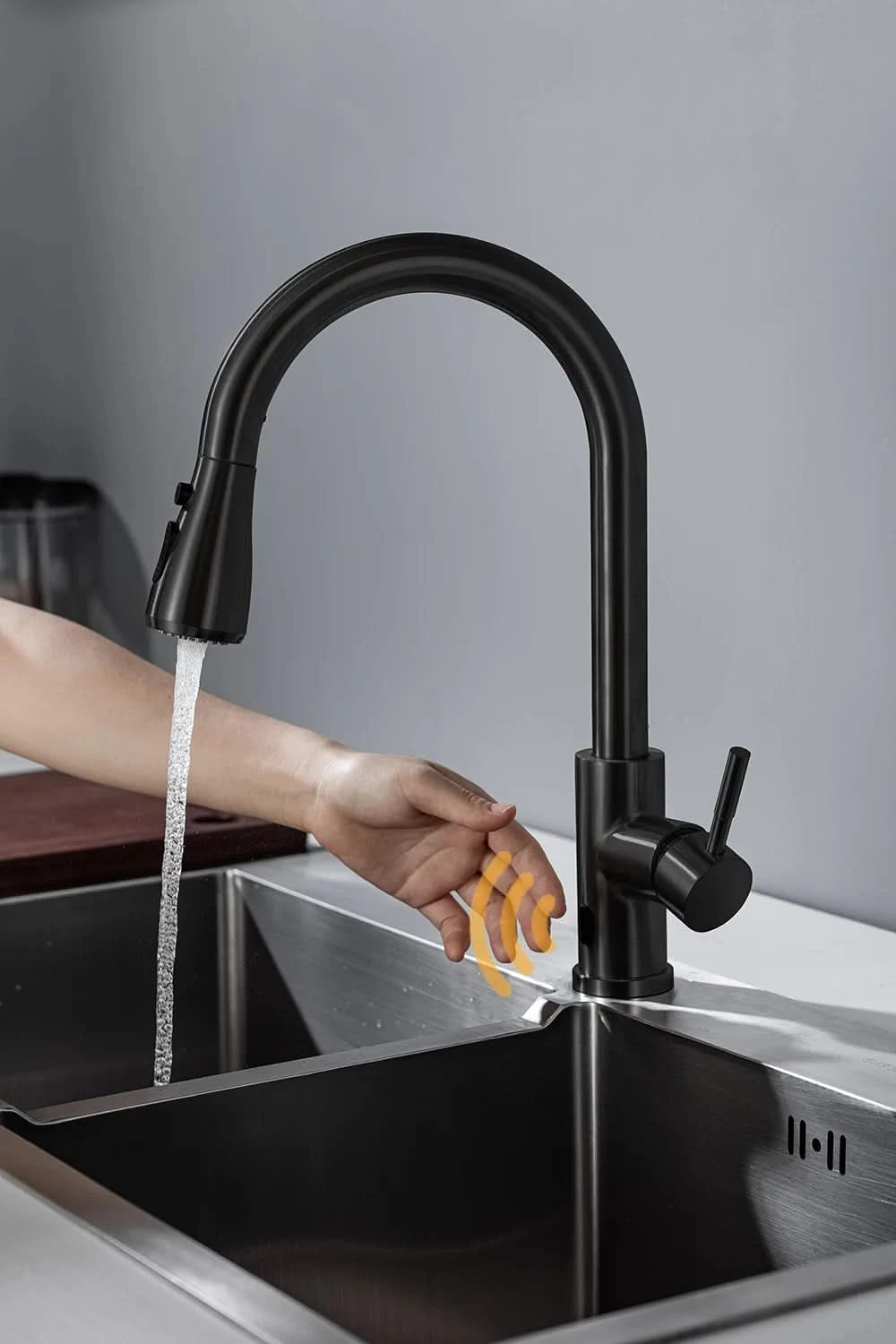 Smart Touchless Kitchen Faucet Brushed Poll Out Infrared Sensor Faucets Black/Nickel Infrared Water Mixer Taps
