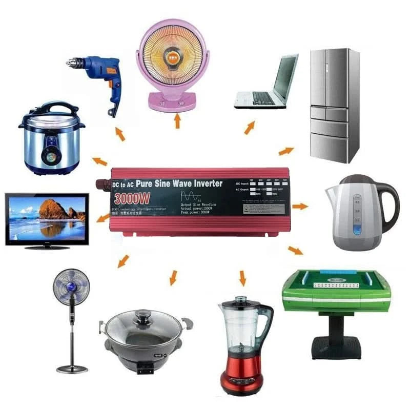 Reiner Sinus-Wechselrichter 12V/24V auf AC110V 220V 1000W 2000W 3000W Spannungswandler Leistungswandler Solar-Wechselrichter LED-Anzeige