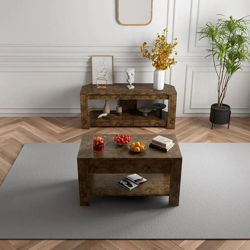TV table and Lift Top Coffee Table with Storage , Rustic Wood Raisable Top Central Table for Living Room
