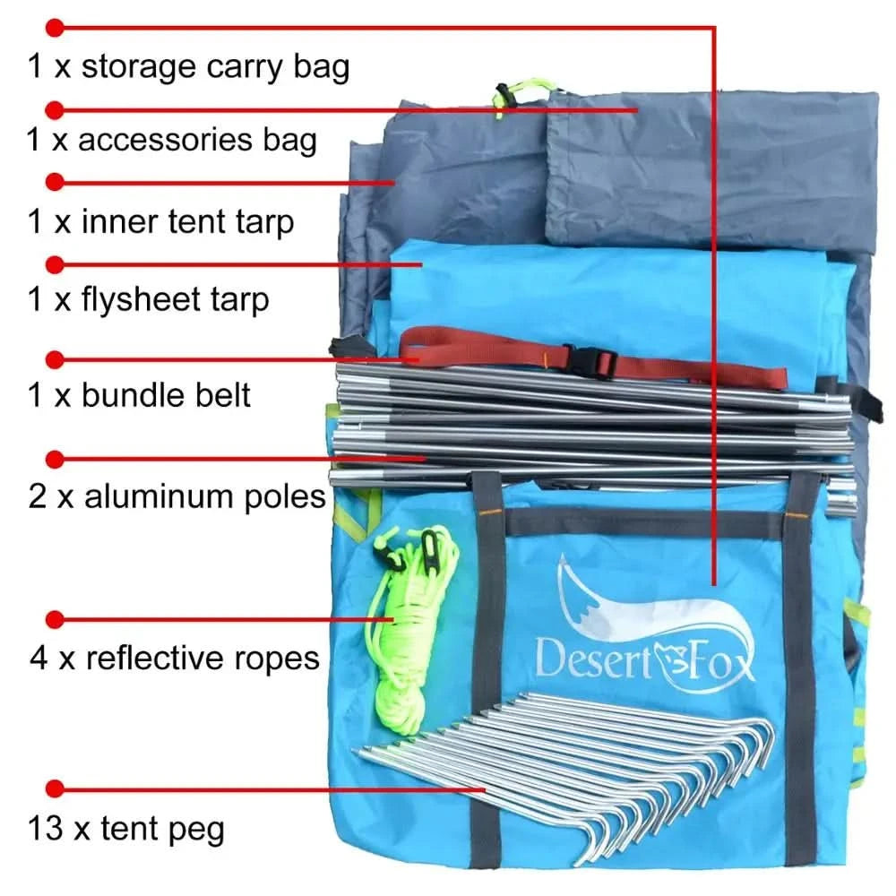 Desert&Fox 1-Personen-Trekkingzelt Einzel-Campingzelte Wasserdichtes Leichtes tragbares Zelt mit Tragetasche für Strandreisen Picknick