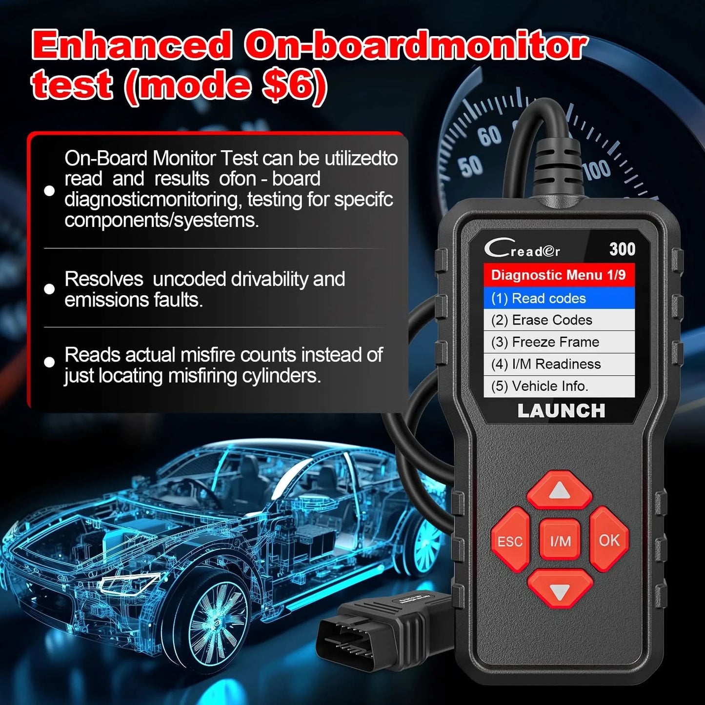 2026 LAUNCH Creader Elite CR300 Universal Car Diagnosis OBD2 Scanner Engine Error Code Reader