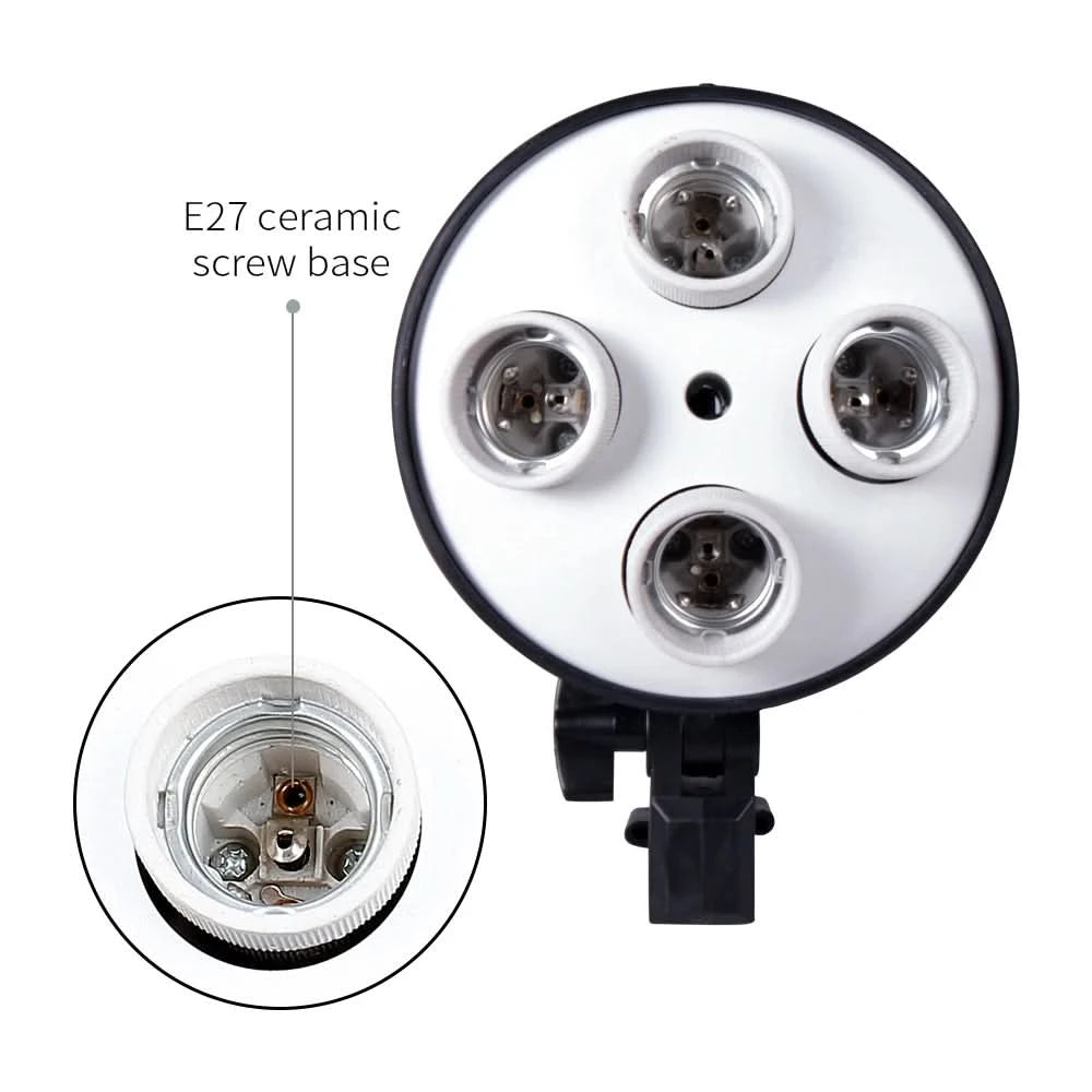 SH Fotostudio Softbox Licht-Kit Fotoausrüstung Vier Lampenfassungen Dauerlichtsystem mit E27 Glühbirnenzubehör