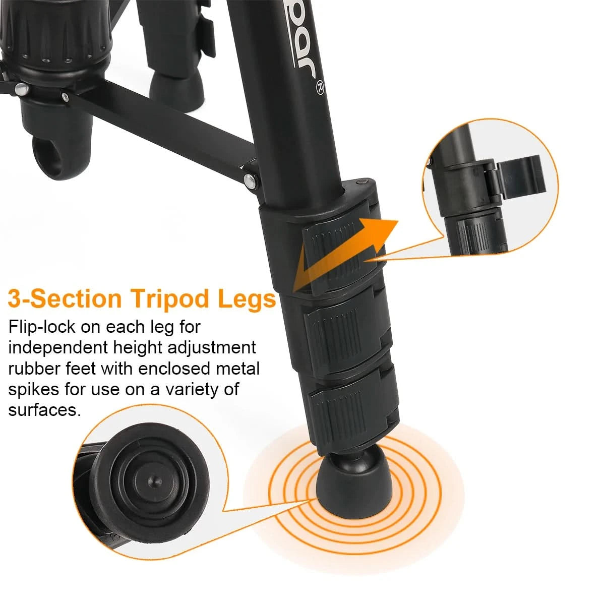 Huepar Adjustable Height Laser Level Tripod For Self leveling 57"/146cm with 3-Way Swivel Pan Head Quick Release Plate with 1/4"