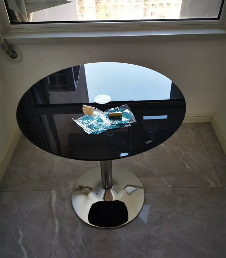 TieHo,Tempered Glass Round Table for Small Apartment, Coffee Table, Dining Table, Transparent Glass Countertop, Office Furniture