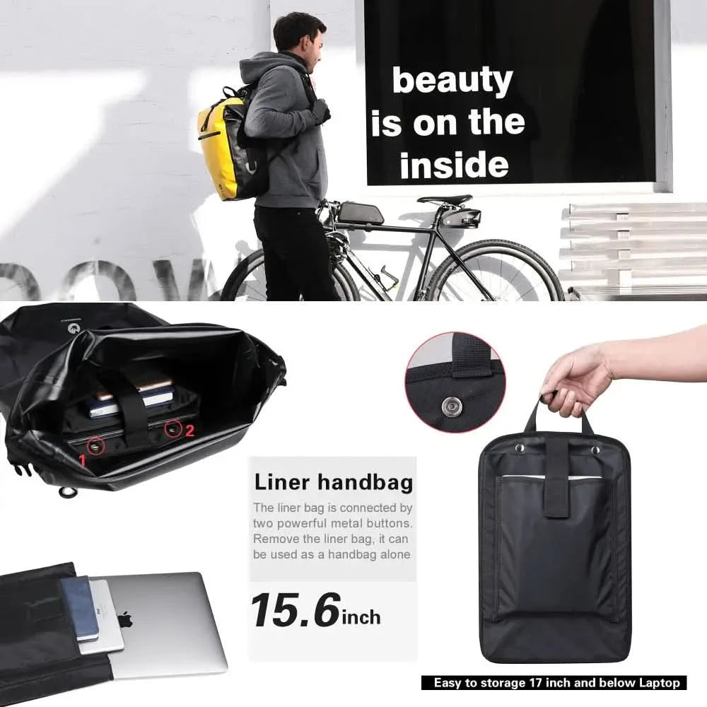 Rhinowalk Fahrradtasche & Gepäckträgertasche, 100 % wasserdicht, 27 l großes Fassungsvermögen, multifunktionale Gepäckträgertasche, Fahrradtaschen