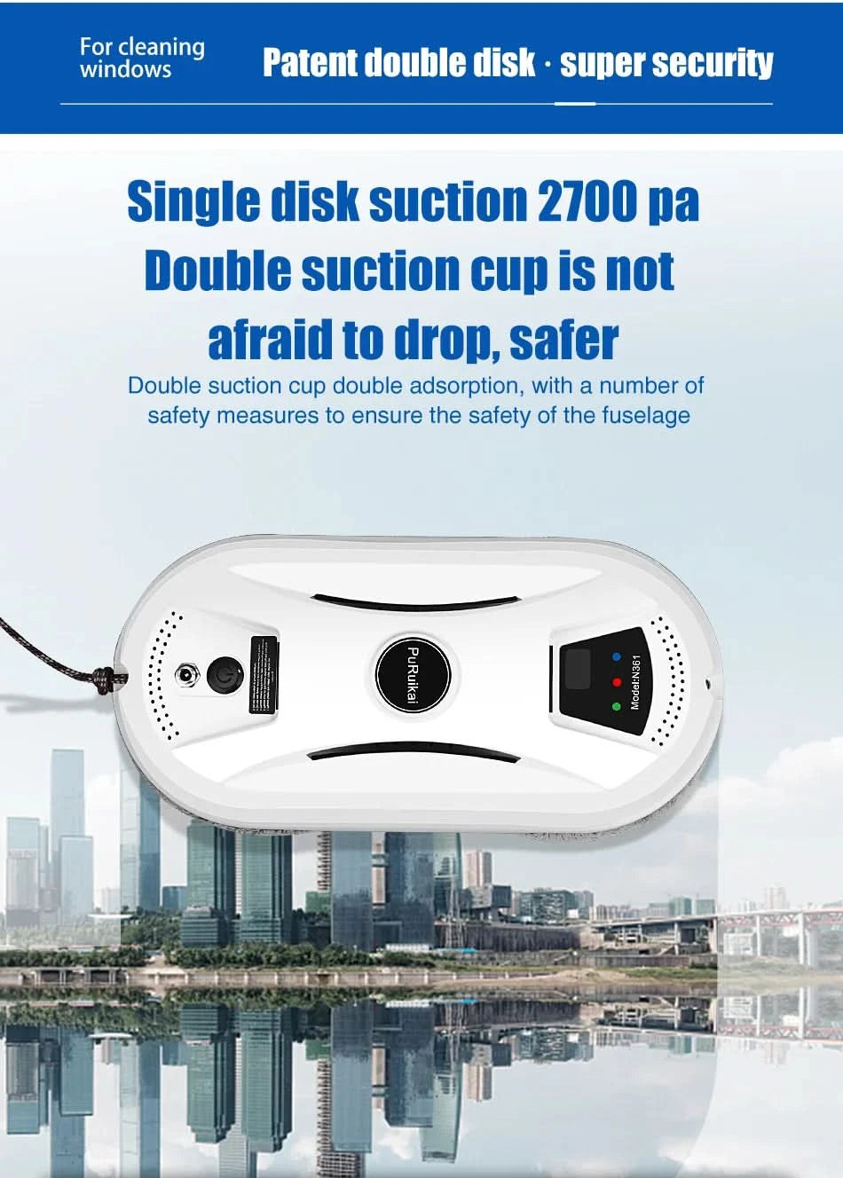 Fensterputzroboter für zu Hause, intelligenter elektrischer Staubsauger mit Fernbedienung und Wischer