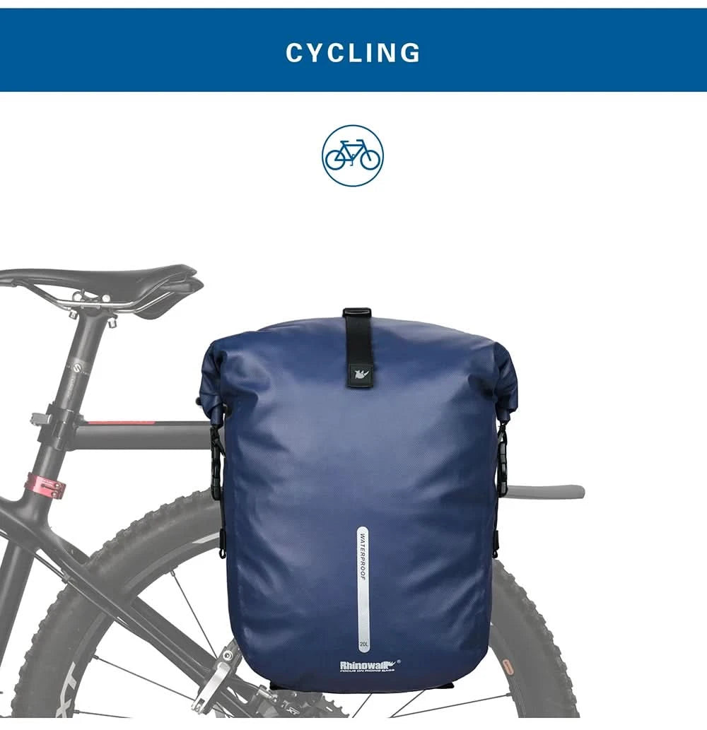 Rhinowalk Fahrradtasche & Gepäckträgertasche, 100 % wasserdicht, 27 l großes Fassungsvermögen, multifunktionale Gepäckträgertasche, Fahrradtaschen