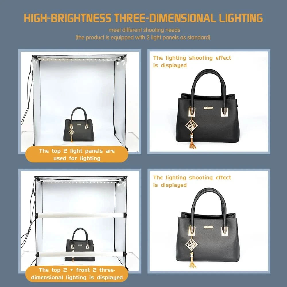 Fotolichtstudio Softboxen Tragbar Faltbar Dimmbar Fotografie Tisch Shooting Zelt Kit mit 3 Stück Hintergrundplatten