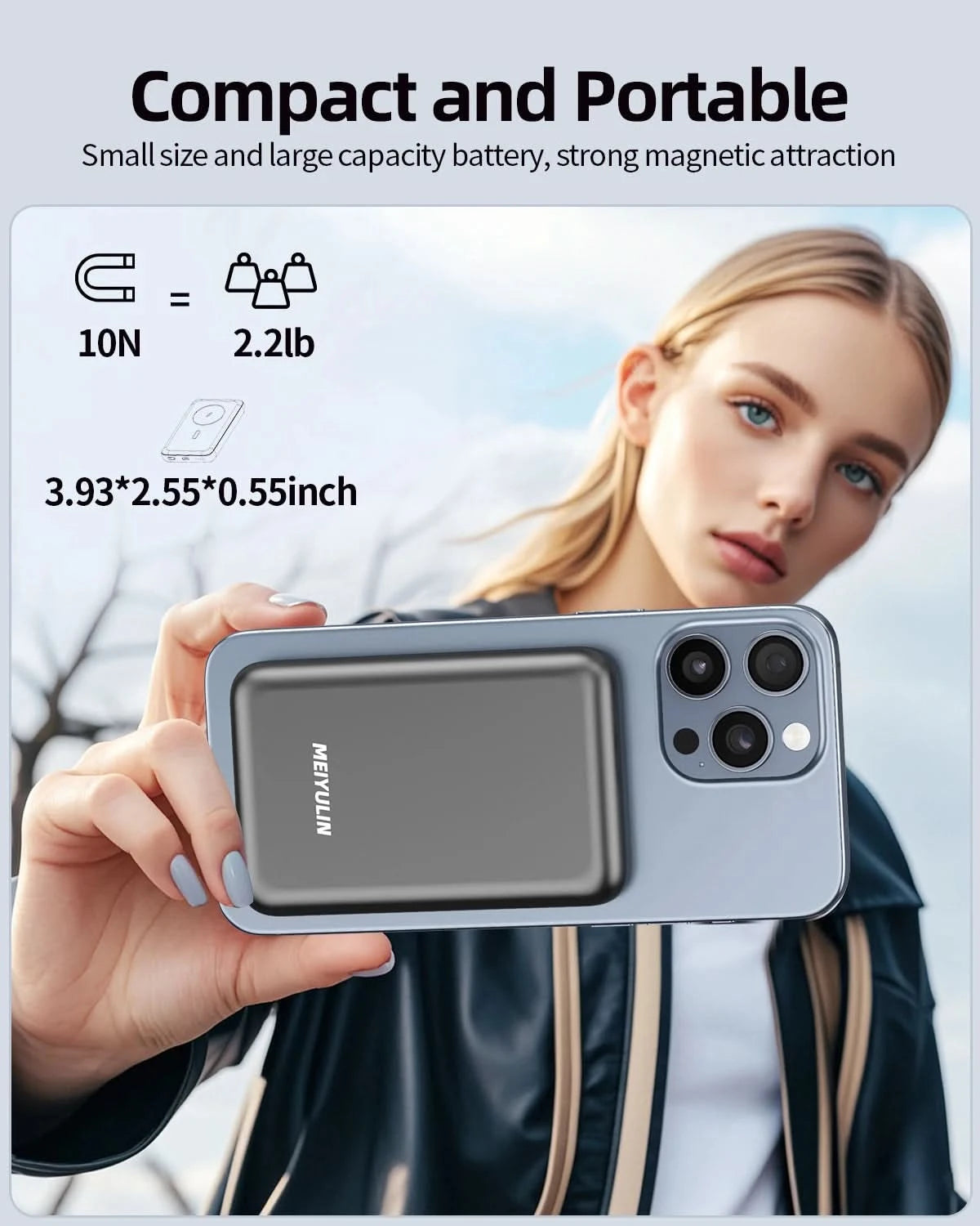 Magnetische Kabellose 10000mAh Powerbank Schnellladung Metall Kühle Haptik Ultradünn Tragbar PD20W Powerbank für iPhone Xiaomi