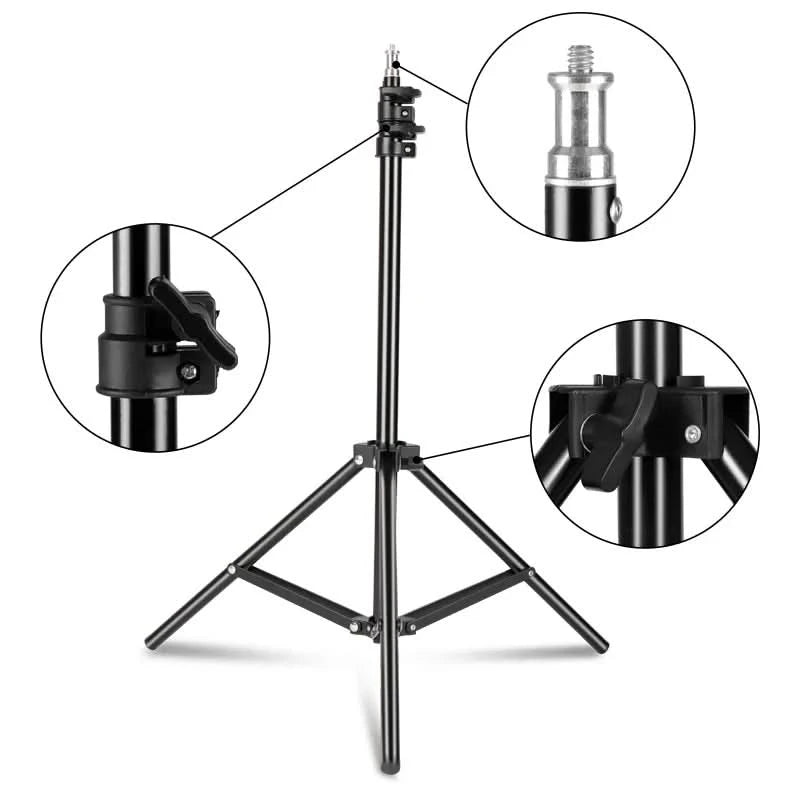 Fotohintergrundrahmen Ständer Softbox Beleuchtungsset Fotostudio-Ausrüstungszubehör mit 3 Hintergrundstoffen und Stativ