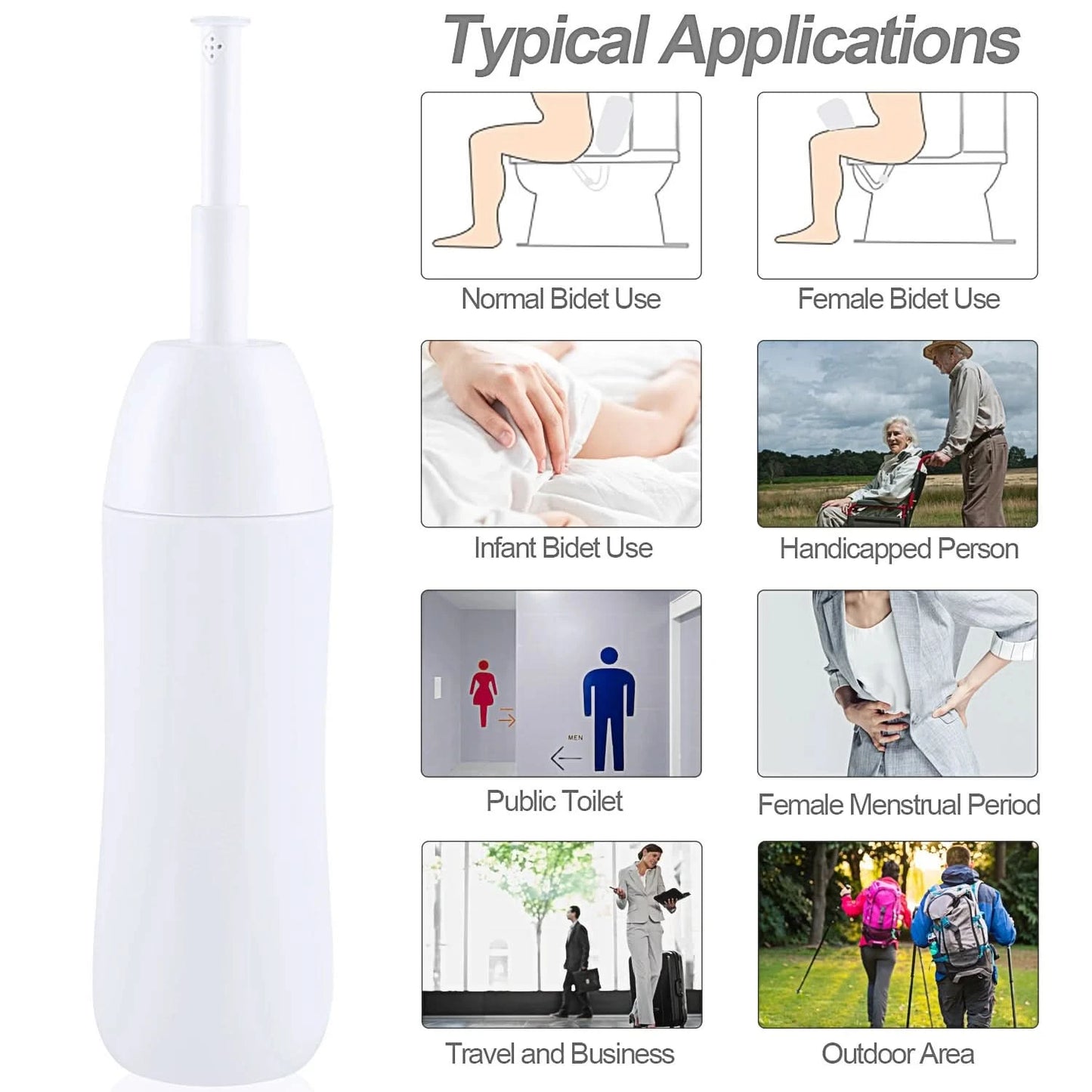 Tragbares Bidet – Reise-Handbidetflasche mit einziehbarer Sprühdüse zur Hygiene-Reinigung, Körperpflege, 400 ml, mit Tasche