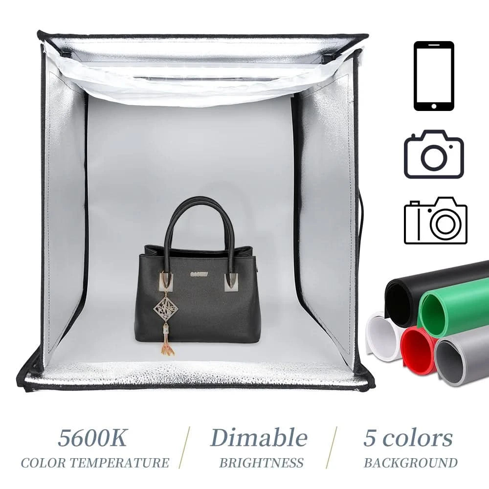 Fotolichtstudio Softboxen Tragbar Faltbar Dimmbar Fotografie Tisch Shooting Zelt Kit mit 3 Stück Hintergrundplatten