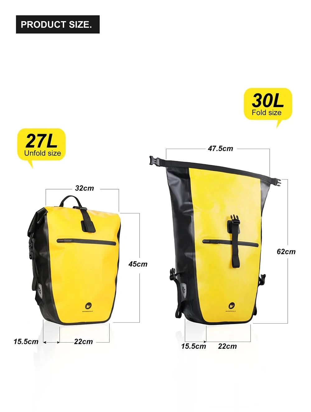 Rhinowalk Fahrradtasche & Gepäckträgertasche, 100 % wasserdicht, 27 l großes Fassungsvermögen, multifunktionale Gepäckträgertasche, Fahrradtaschen