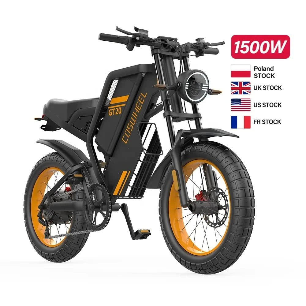 EU auf Lager Coswheel GT20 20 Zoll Fat Tire 750 W 1000 W 1500 W Elektrisches Rennrad Offroad 48 V 25 Ah 7-Gang Elektro-Mountainbike