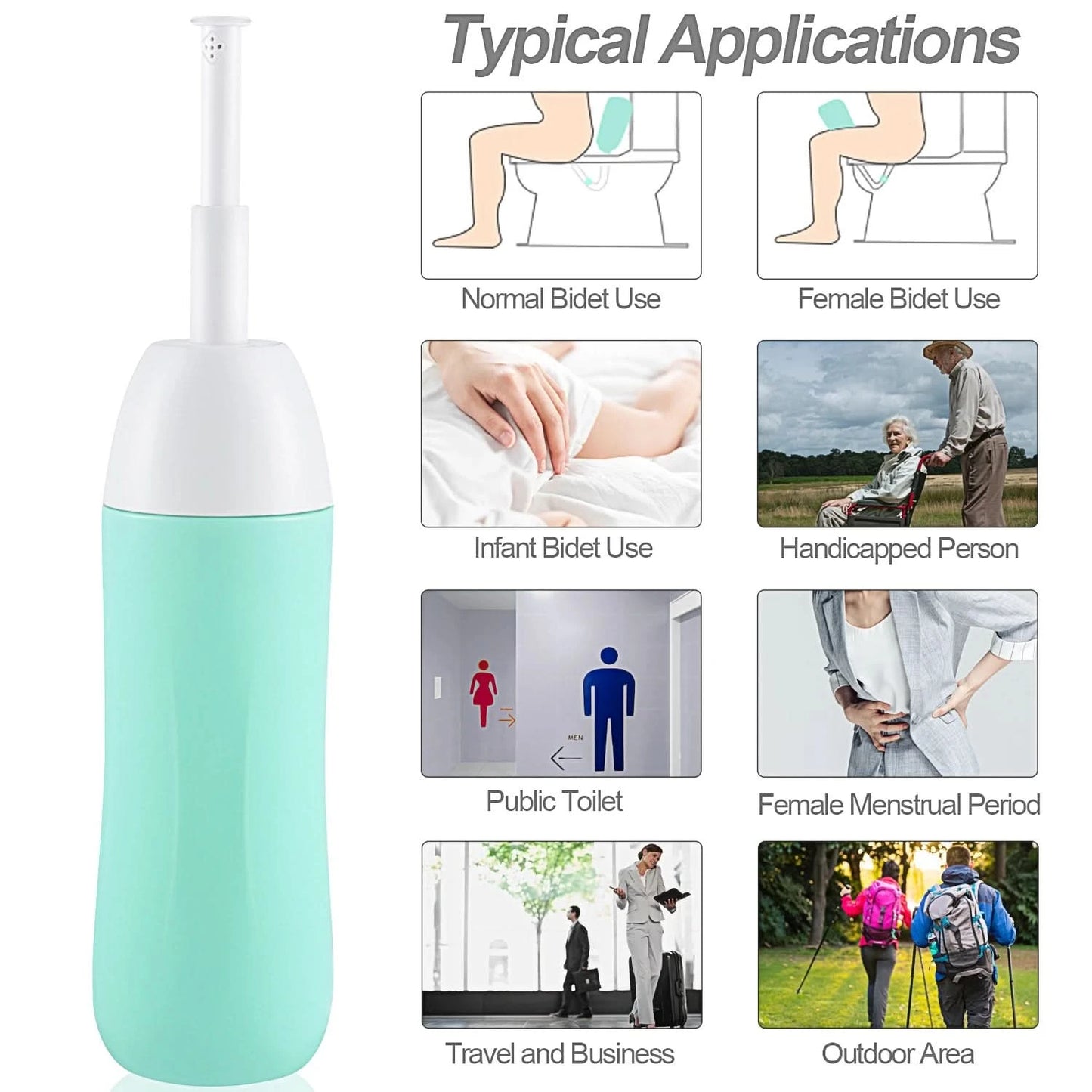 Tragbares Bidet – Reise-Handbidetflasche mit einziehbarer Sprühdüse zur Hygiene-Reinigung, Körperpflege, 400 ml, mit Tasche
