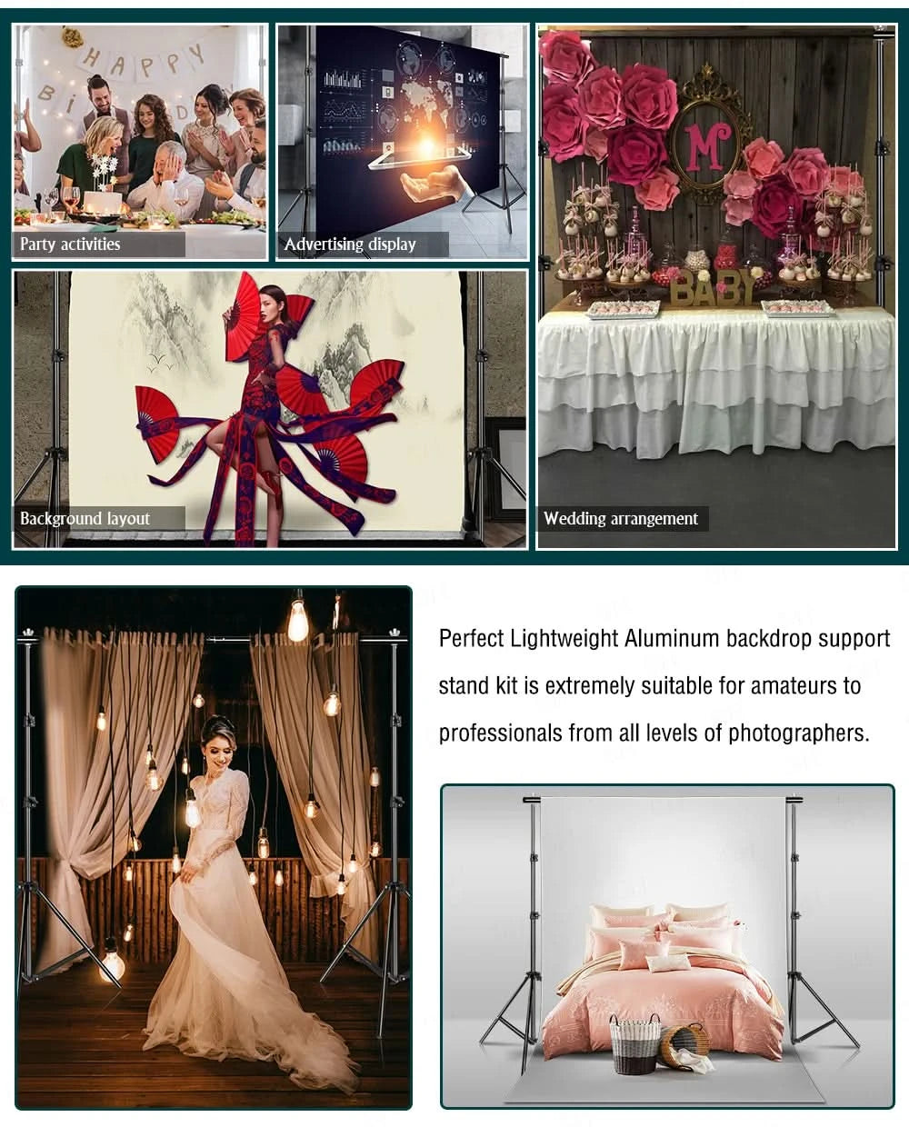 SH 2.6m*3m Suit Adjustable Backdrop Stand for Photography Wedding Photo Studio Backdrop Video Background Frame
