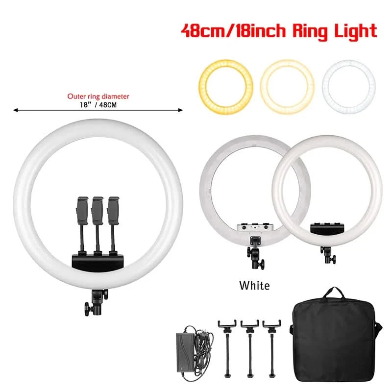 SH 45cm 18 Zoll Ringlicht mit Stativ USB-Lade-Selfie-LED-Lampe Dimmbares Fotolicht für Fotografie Studio