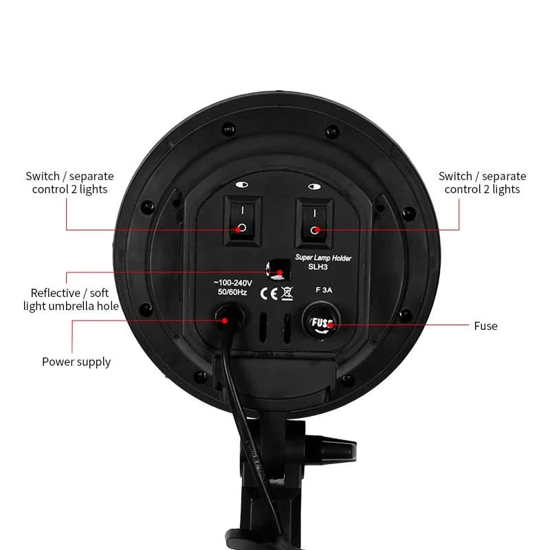 SH Fotostudio Softbox Licht-Kit Fotoausrüstung Vier Lampenfassungen Dauerlichtsystem mit E27 Glühbirnenzubehör