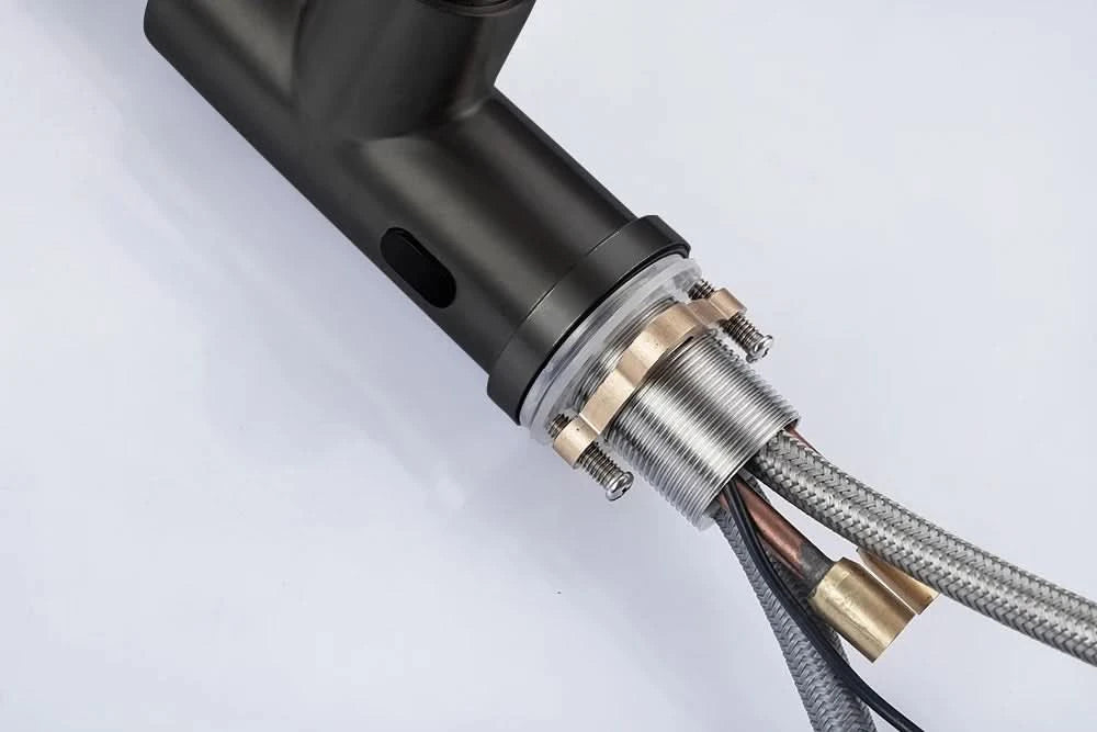 Smarte berührungslose Küchenarmatur gebürstet ausziehbar Infrarot-Sensor Armaturen Schwarz/Nickel Infrarot-Wassermischer Armaturen