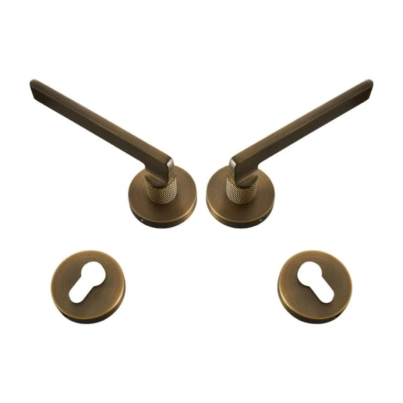 Dooroom Messing Türdrücker, geräuschlos, Schwarz-Gold, für Schlafzimmer, Badezimmer, Holztür, Schloss-Set, Blindgriffknauf