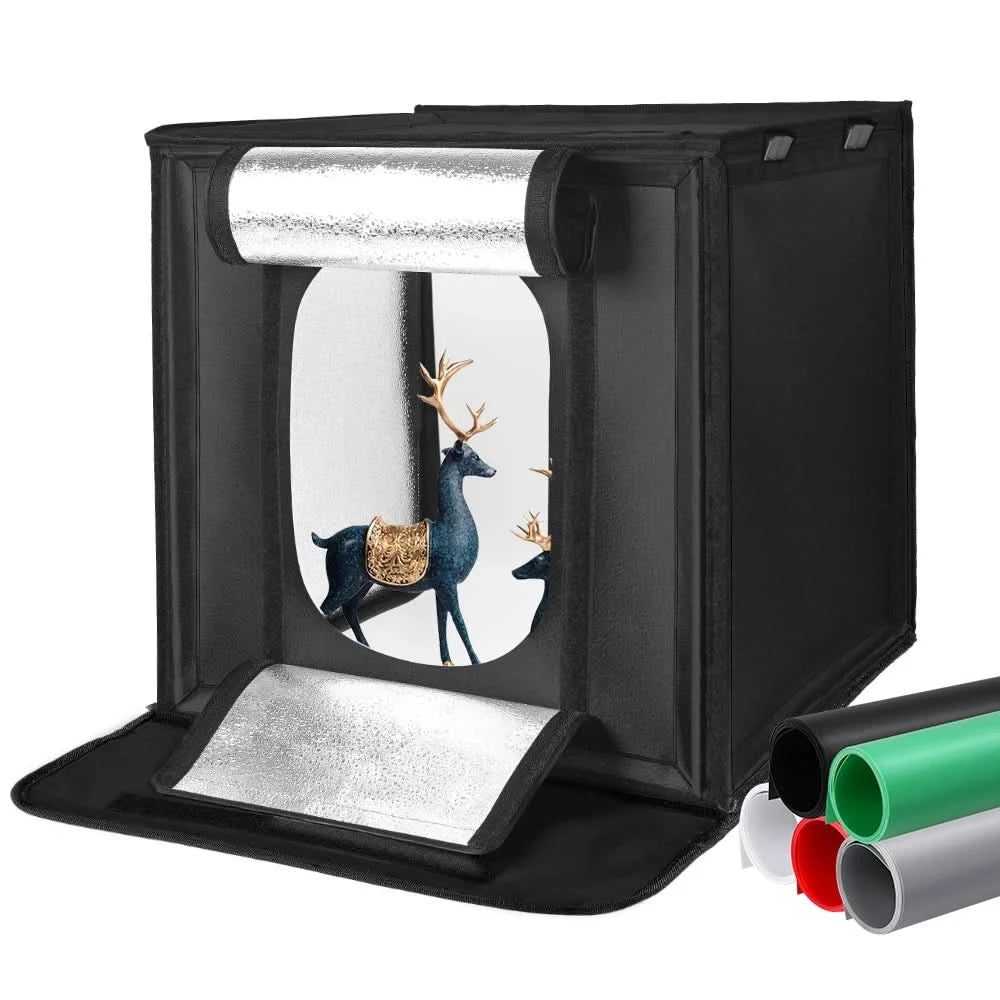 Fotolichtstudio Softboxen Tragbar Faltbar Dimmbar Fotografie Tisch Shooting Zelt Kit mit 3 Stück Hintergrundplatten