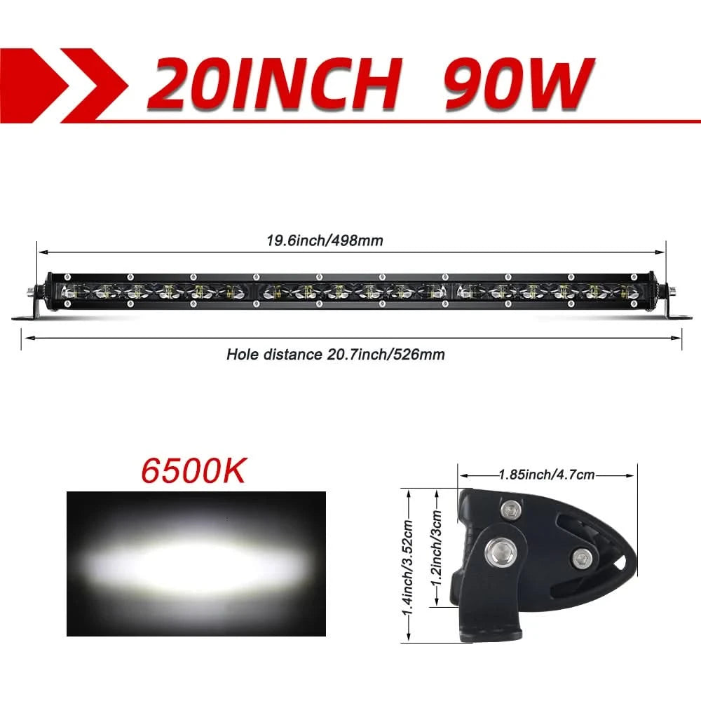 CO LIGHT 50 inch 240W Slim LED Light Bar Single Row Spot Flood Combo Beam Offroad Led Work Light 12V 24V for ATV SUV Lada Boat