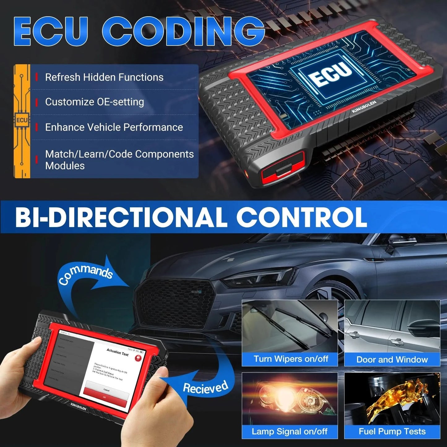 USA EU Warehouse Kingbolen K7 Automotive Scanner Escaner Automotriz OBD2 Scan Tool ECU Coding Machine With 28 Resets
