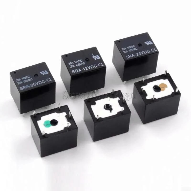 5 Stück 5V 12V 24V 20A DC Leistungsrelais SRA-05VDC-CL SRA-12VDC-CL SRA-24VDC-CL 5-poliger PCB-Typ Auf Lager Schwarzes Automobilrelais