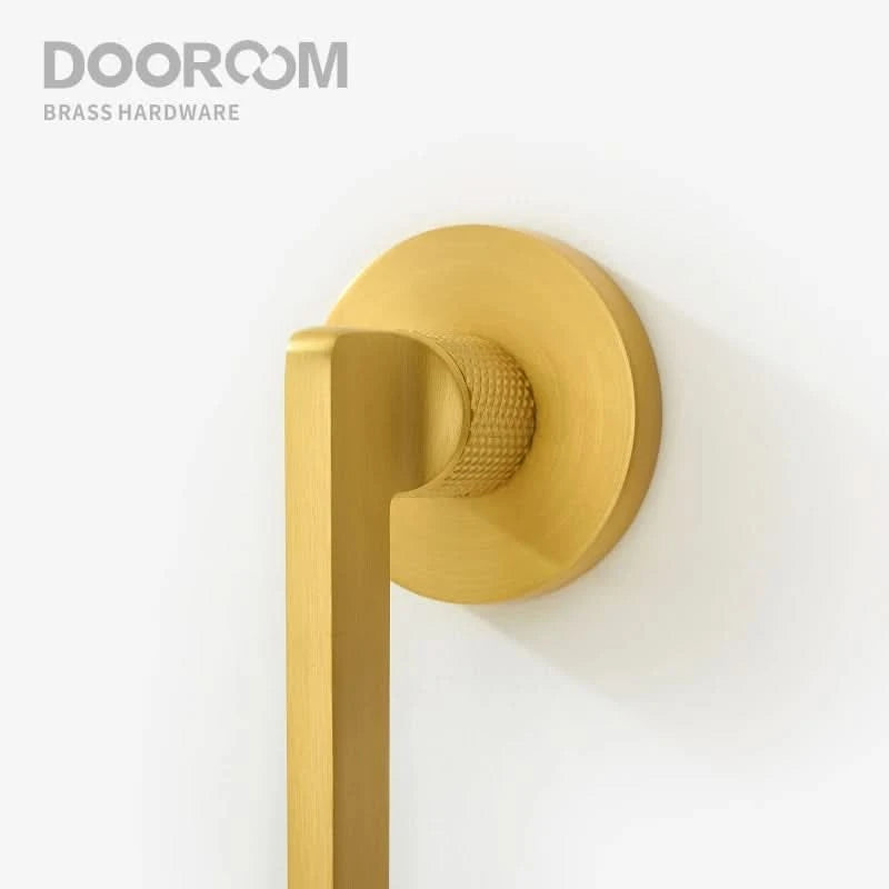 Dooroom Messing Türdrücker, geräuschlos, Schwarz-Gold, für Schlafzimmer, Badezimmer, Holztür, Schloss-Set, Blindgriffknauf