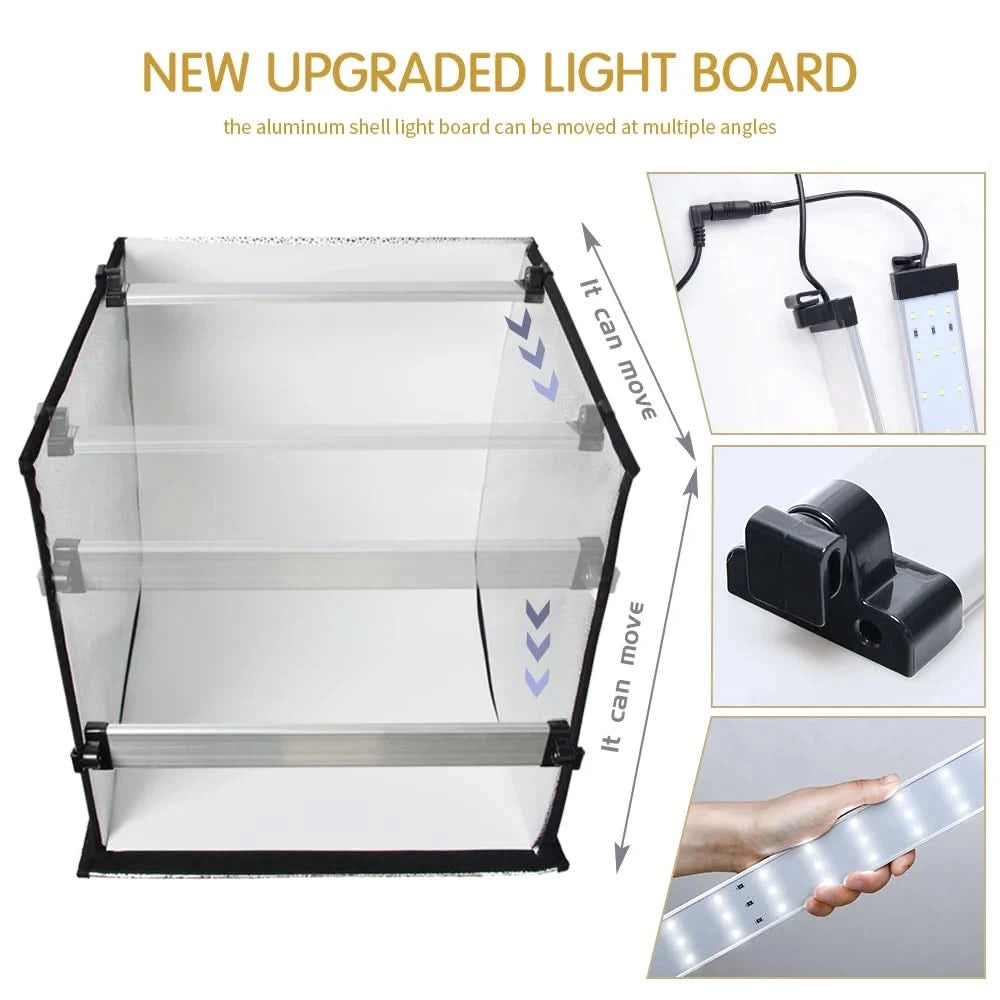 Fotolichtstudio Softboxen Tragbar Faltbar Dimmbar Fotografie Tisch Shooting Zelt Kit mit 3 Stück Hintergrundplatten