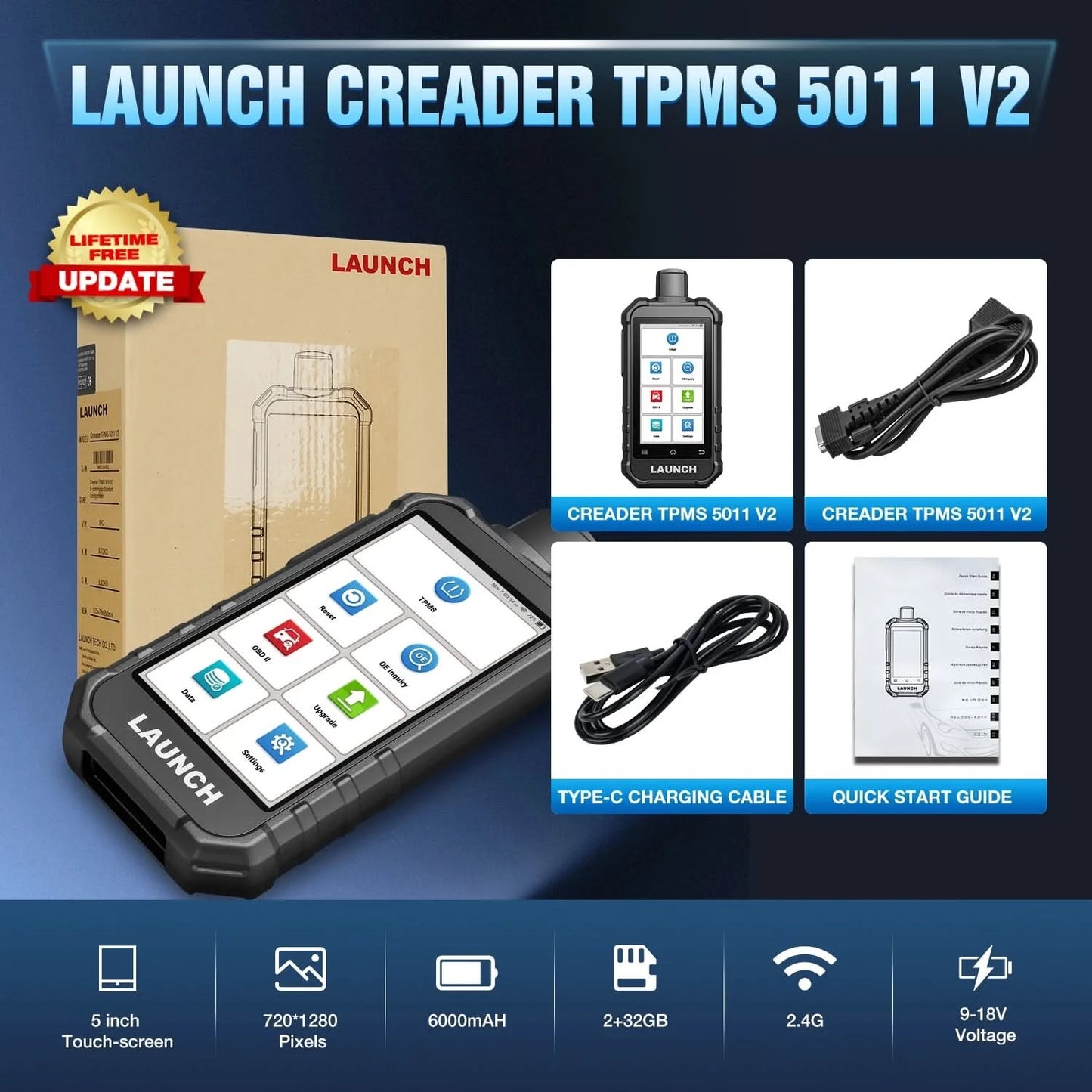 USA EU Lager EINFÜHRUNG Creader TPMS CRT5011 V2 Reifendruckprogrammier-Sensor-Scan-Tool