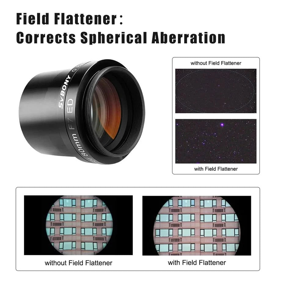 Svbony SV193 2 Inch 0.8X Field Flattener Focal Reducer Telescope Accessory for SV503 80/102mm ED Telescope