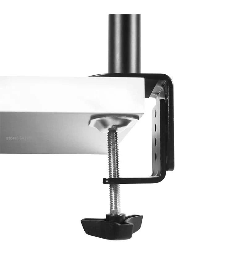 D-MOUNT MS02 9.9kg pro Kopf voll bewegliche 360° drehbare Halterung für zwei 10"-27" Monitore, Tischhalterung, langer Arm mit Klemme und Kabeldurchführung