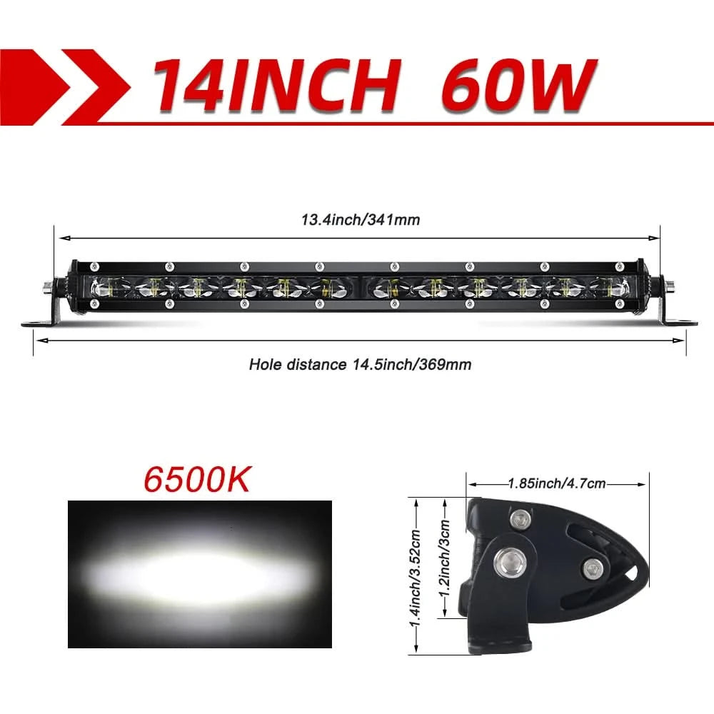 CO LIGHT 50 inch 240W Slim LED Light Bar Single Row Spot Flood Combo Beam Offroad Led Work Light 12V 24V for ATV SUV Lada Boat