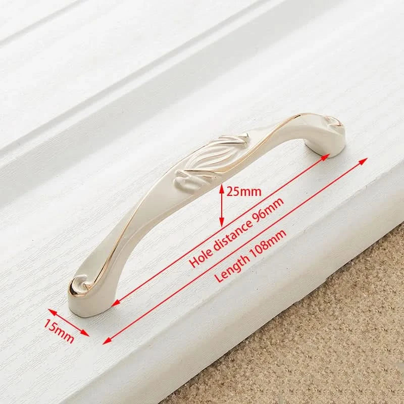 KAK Zinc Aolly Ivory White Cabinet Handles Kitchen Cupboard Door Pulls Drawer Knobs European Fashion Furniture Handle Hardware