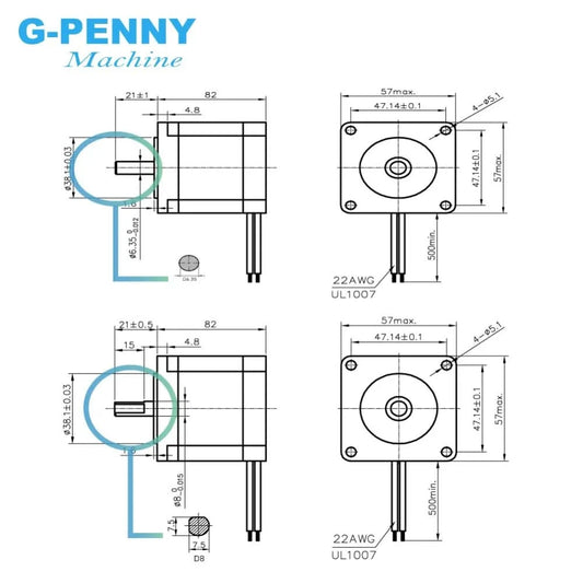NEMA 23 CNC Stepper motor 57x82mm 3A 2.2N.m D=8mm 6.35mm 315Oz-in Nema23 CNC Router Engraving milling  machine 3D printer