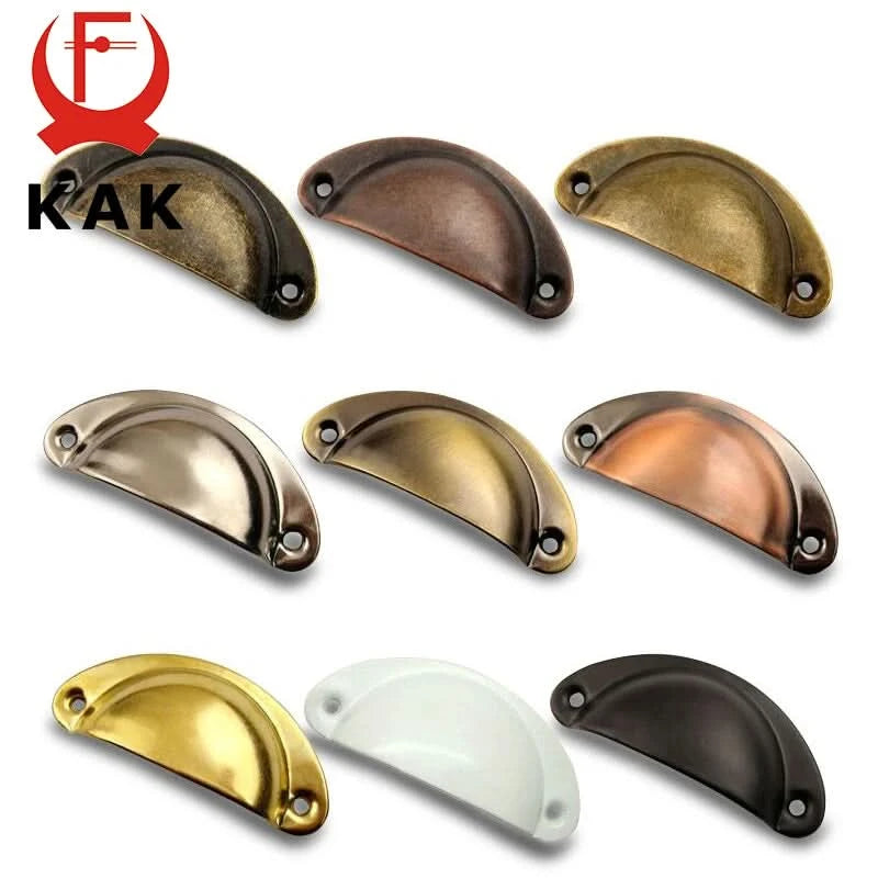KAK 2 STÜCK Retro Metall Küchenschubladengriff und Möbelknöpfe Schrank Antik Messing Muschelgriffe