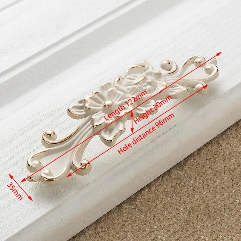KAK Zinc Aolly Ivory White Cabinet Handles Kitchen Cupboard Door Pulls Drawer Knobs European Fashion Furniture Handle Hardware