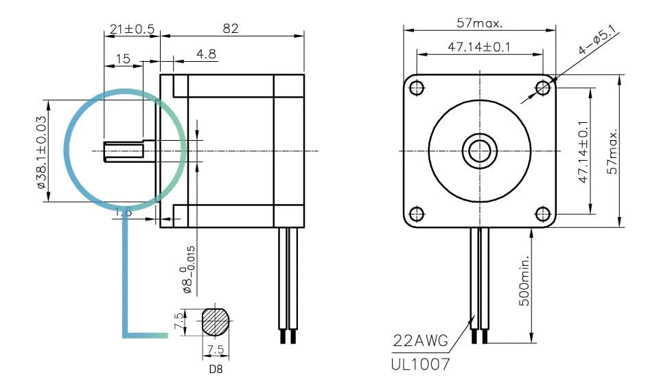 NEMA 23 CNC Stepper motor 57x82mm 3A 2.2N.m D=8mm 6.35mm 315Oz-in Nema23 CNC Router Engraving milling  machine 3D printer
