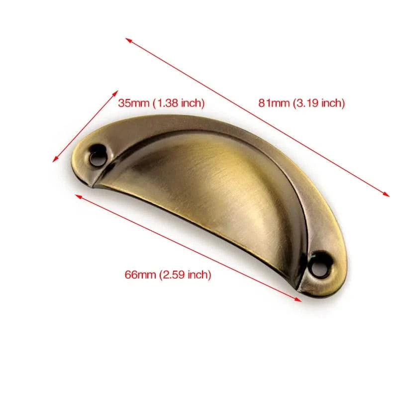 KAK 2 STÜCK Retro Metall Küchenschubladengriff und Möbelknöpfe Schrank Antik Messing Muschelgriffe