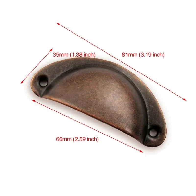 KAK 2 STÜCK Retro Metall Küchenschubladengriff und Möbelknöpfe Schrank Antik Messing Muschelgriffe