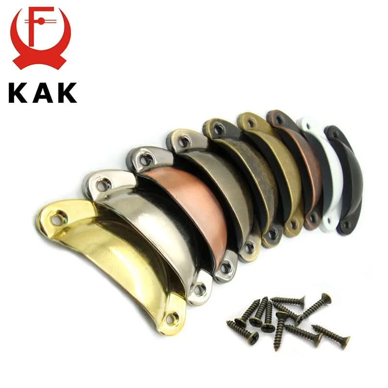 KAK 2 STÜCK Retro Metall Küchenschubladengriff und Möbelknöpfe Schrank Antik Messing Muschelgriffe